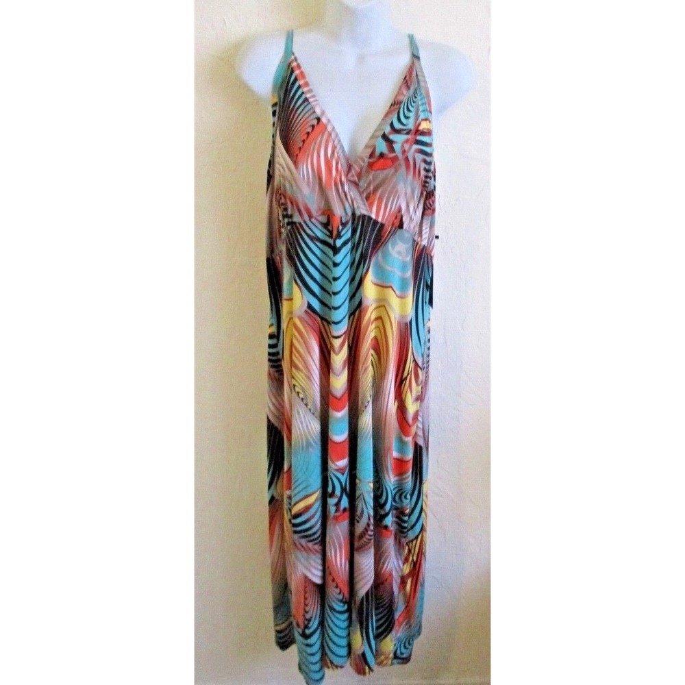 Magna Dress Size 18 / 20 Striped Print Stretchy Knit Sundress